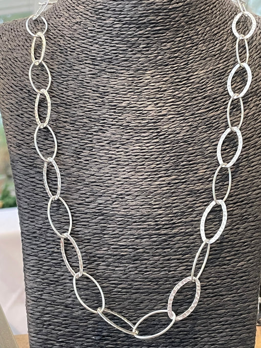 Hallmarked 24” Oval Link Statement Necklace.