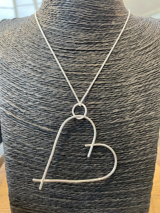 Handmade Sterling Silver Large Heart Pendant