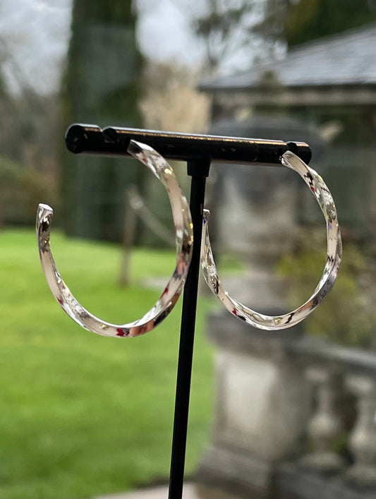 Handmade Sterling Silver Twisted Hoop Earrings