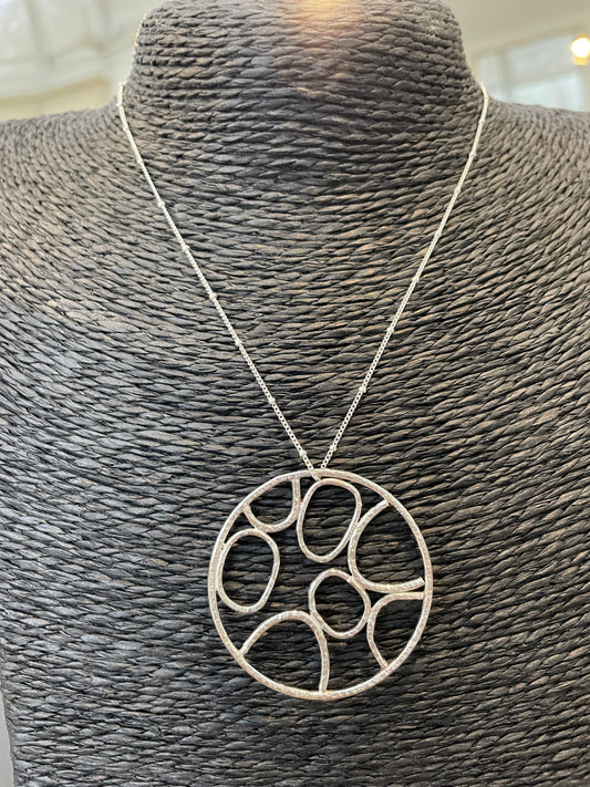 Handmade Sterling Silver Multi shaped Circular Necklace